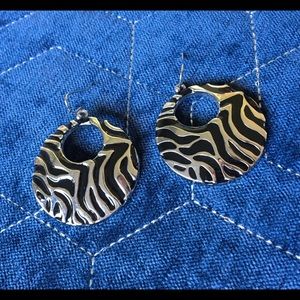 WHBM silver & black zebra earrings.